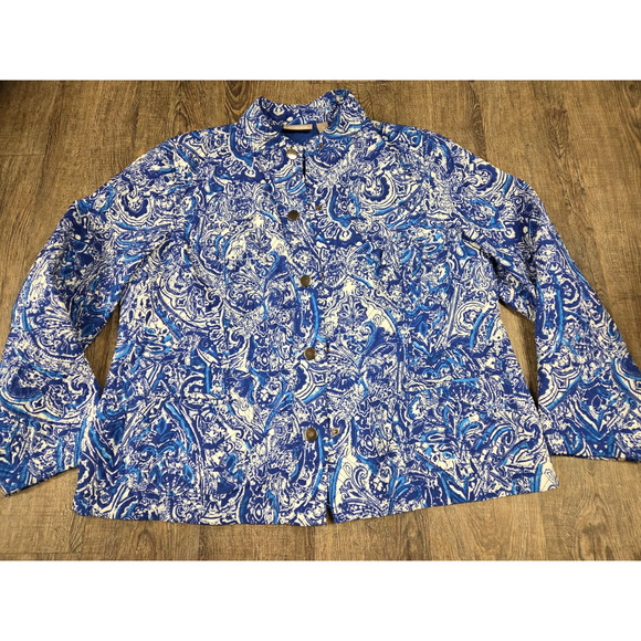 Chicos Quilted Paisley Snap Button Lightweight Jacket Size 3 XL 16/18 - Picture 1 of 6